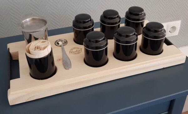 Thee serveerplank - met blikjes of glazen potjes - Afbeelding 2
